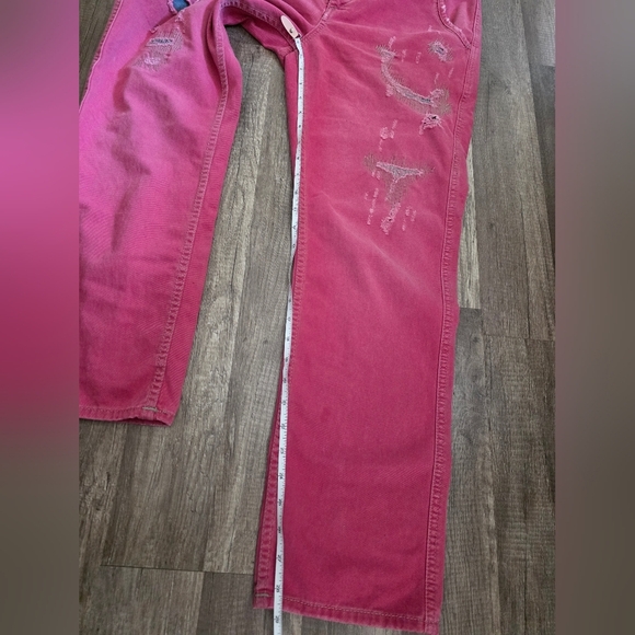TRUE RELIGION Y2K RED DISTRESSED JEANS PANTS 28 M 2000s Grungecore Streetwear - Picture 10 of 15